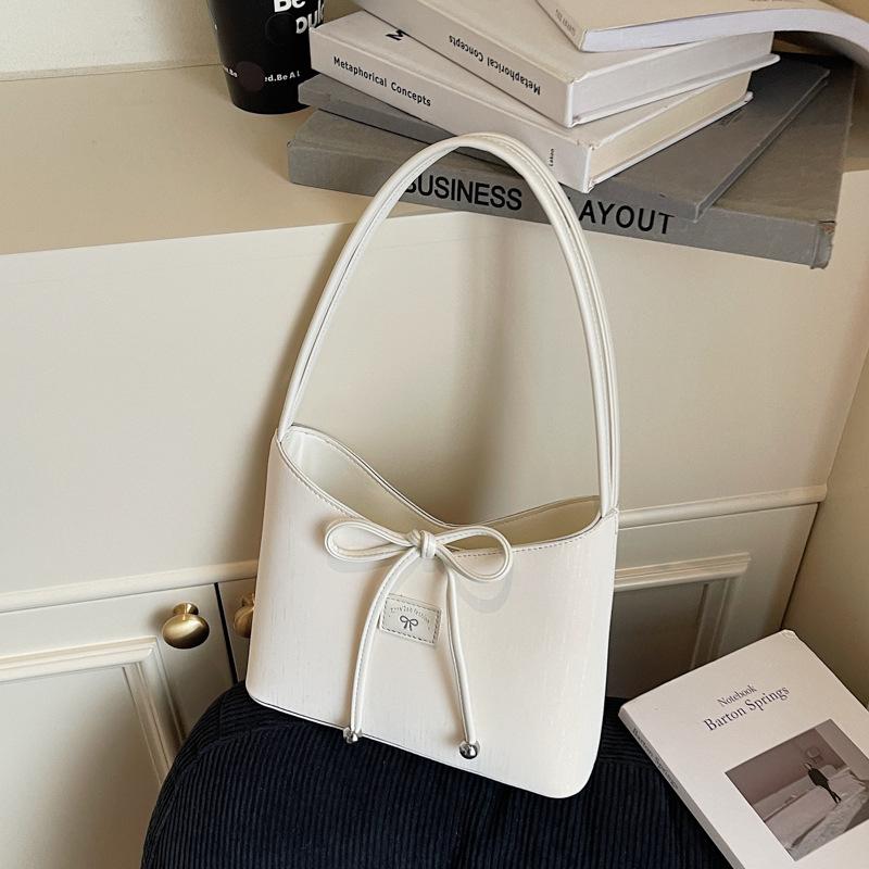 New Strap Bow Handbag Women's Fashion Casual Shoulder Bag High Value Bucket Bag