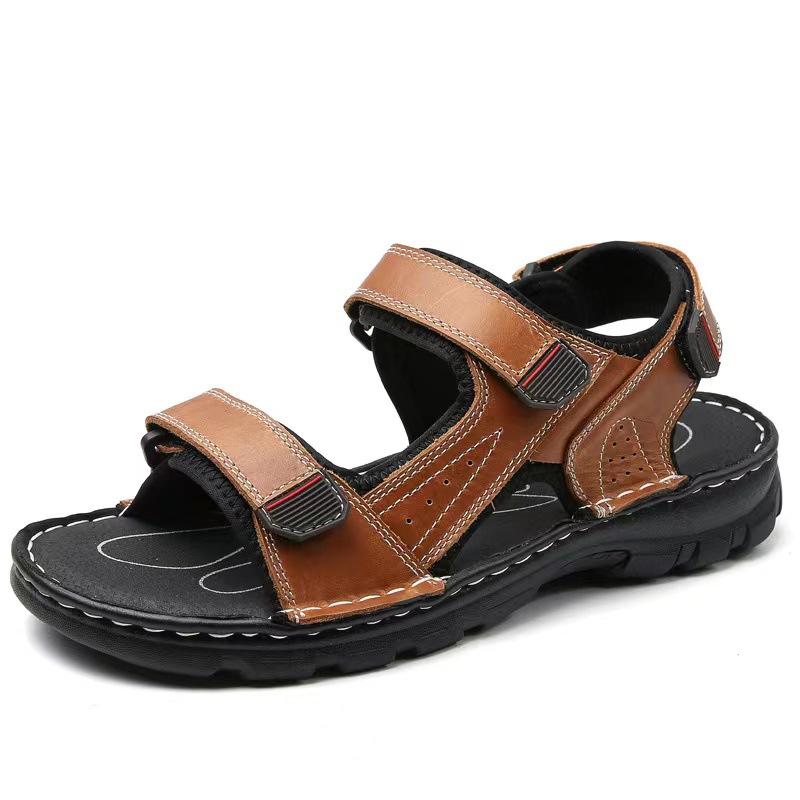 2025 New Summer Leather Sandals Men's Trend Cool Slippers Casual Sports Beach Shoes Cowhide Outdoor Large Size