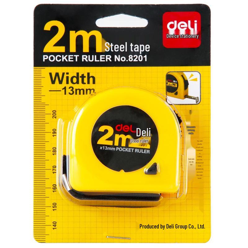 Deli Steel Tape Measure 2M - Portable Multipurpose Tool for Woodworking & Household Measurements