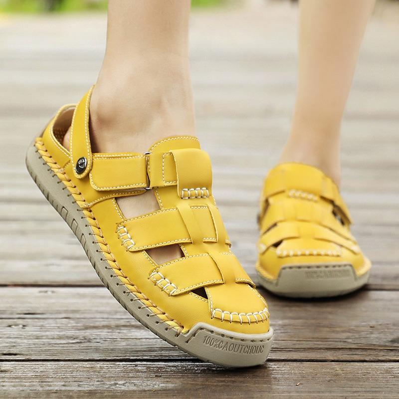 Sandali Donna Sandali di Lusso in Pelle di Vacchetta Nuovi Sandali Romani Casual Estivi per Donna Sandalo da Spiaggia Intagliato Sandali Bassi