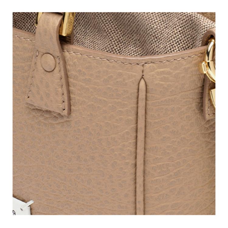 Maison Margiela 5Ac Horizontal Drawstring Closure Grain Leather Shoulder Crossbody Handbag Women Handbags Pink Brown SB1WG0046P4348T2070