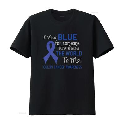 Womens Colon Cancer T Shirt For Someone Who Means The World To Me Black Vintage Washed Unisex Homme Fashion Stretched Soft