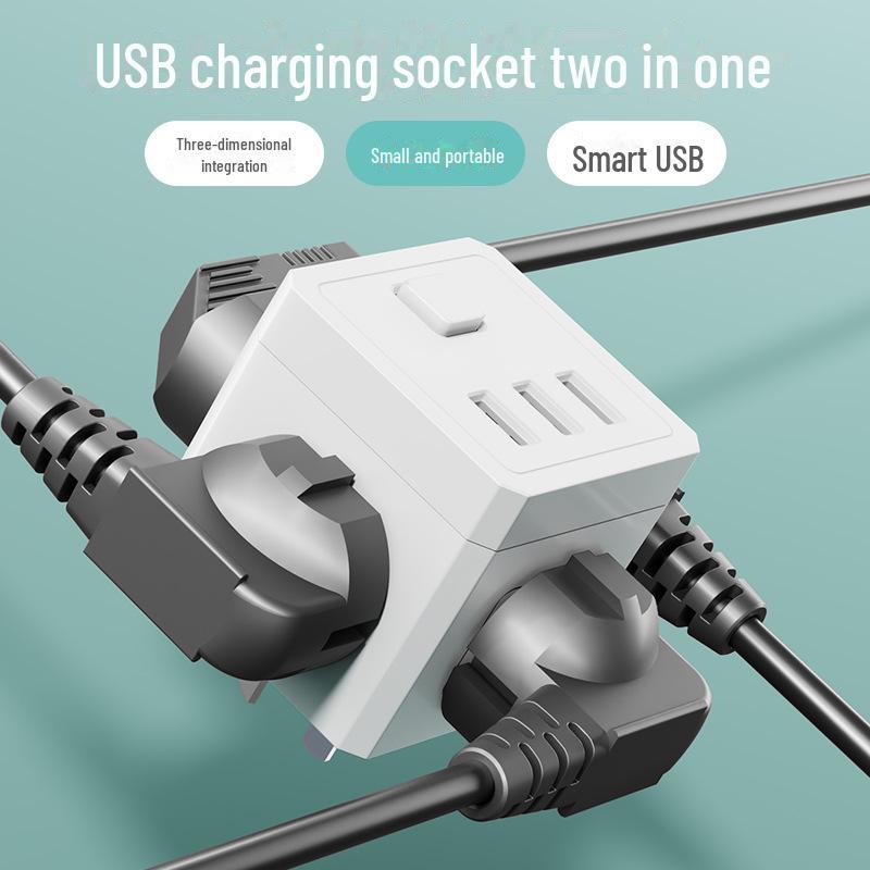 Multifunkční USB rychle nabíjecí napájecí kostka s přenosnou zásuvkou