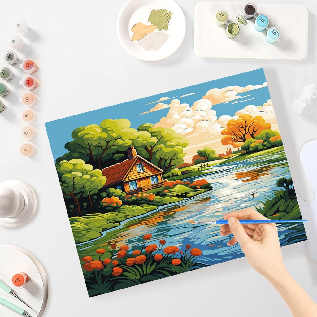 RUOPOTY Seturi de peisaj de pictură cu numere, desen pe pânză, pictat manual, cadou de artă, decor acasă