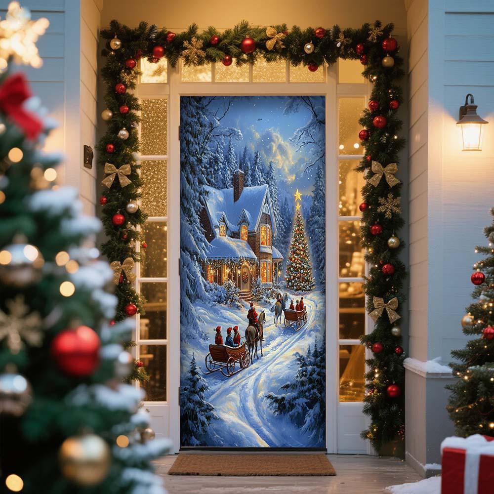 Cross-border Christmas Decoration: Santa Claus Door Banner for European & American Outdoor Parties