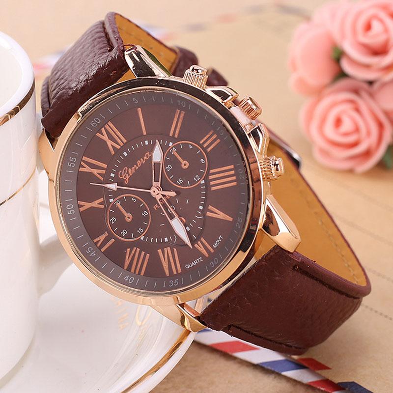 

Stainless Women Steel Watch Rome Dial Multi Function Button Daily Decoration Brown