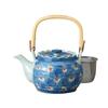 Teapot Steel with 850cc Arita Ware Celadon Small Plum Design with Basket 6 Made In Stylish Ale-net (Stainless Strainer) Mesh, No. Teapot, Porcelain,