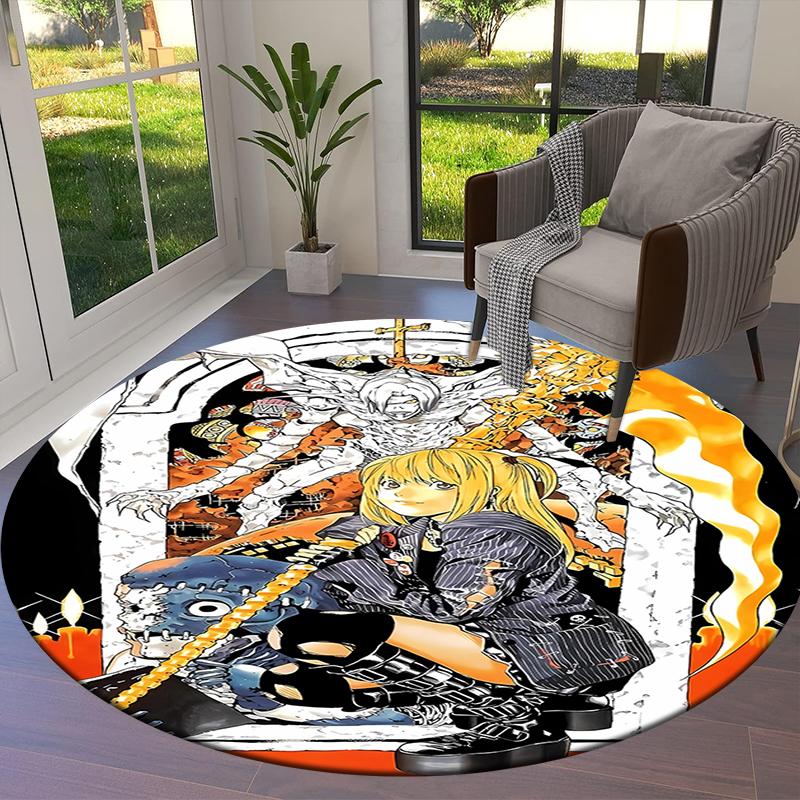 Death Note Round Area Rug,Carpet Rug for Living Room Bedroom Sofa Playroom Decor,Non-slip Floor Mat