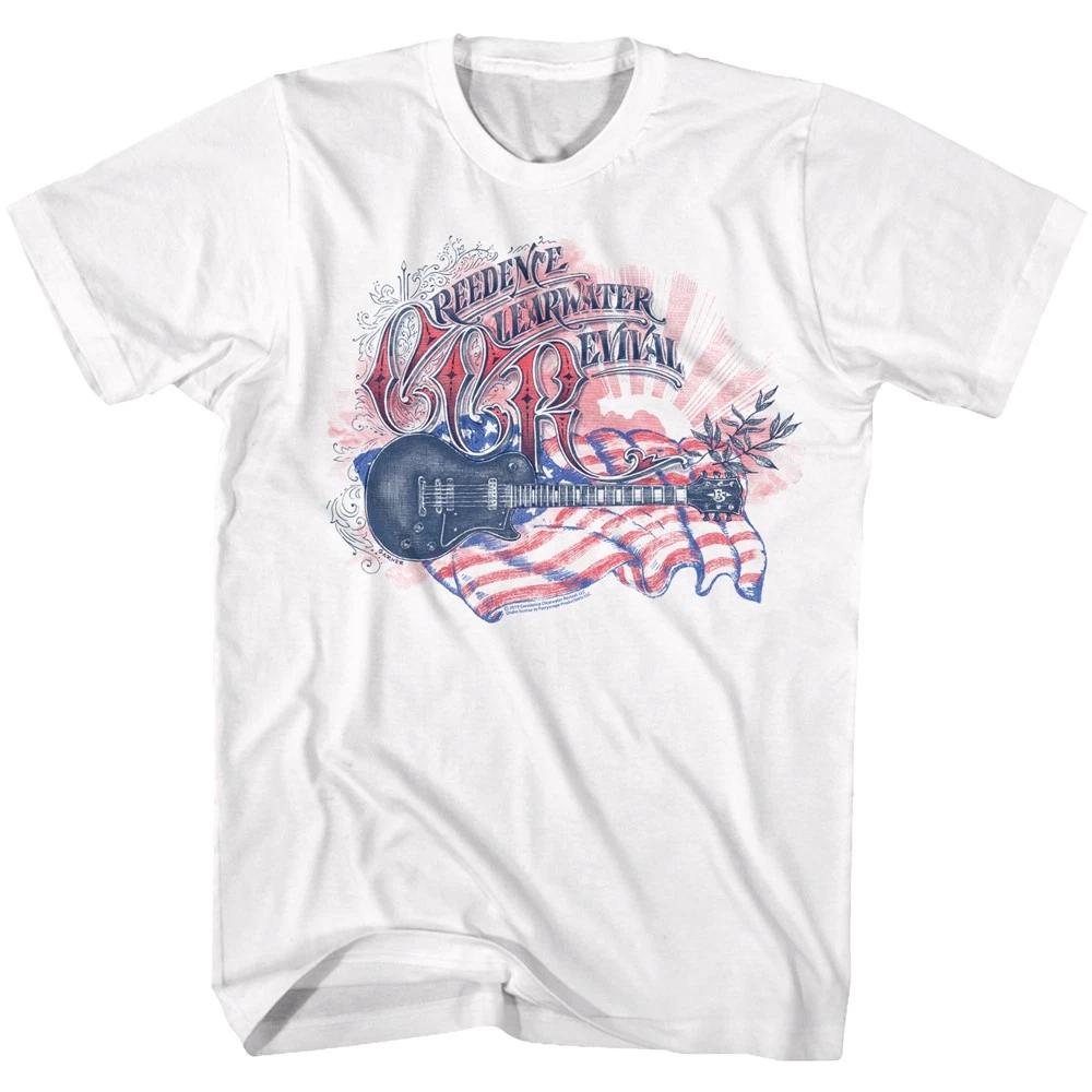 

Creedence Clearwater Revival Red White & Blue Flag Guitar Men s T shirt M