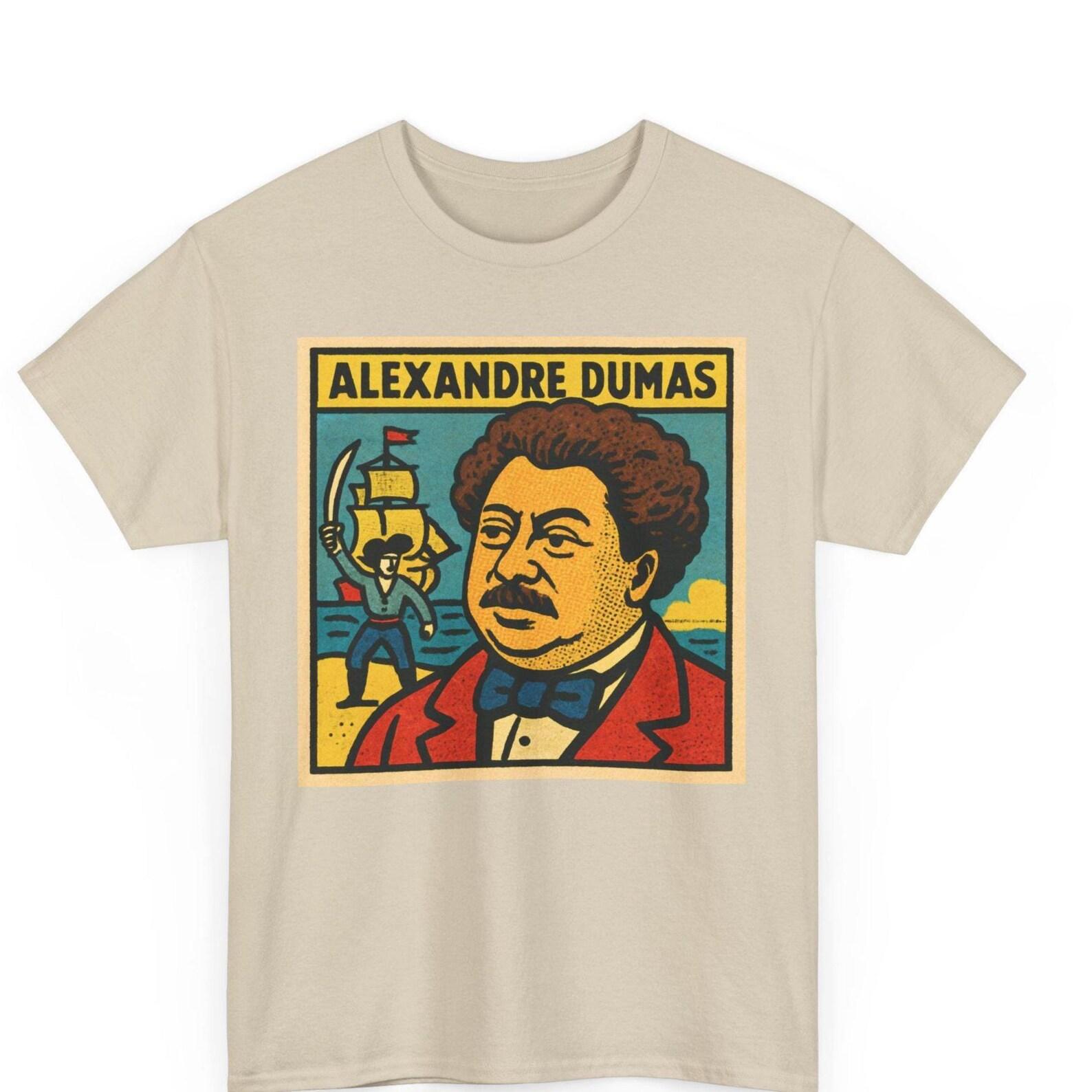 Alexandre Dumas Comic T-Shirt: Retro French Novelist Graphic Tee S