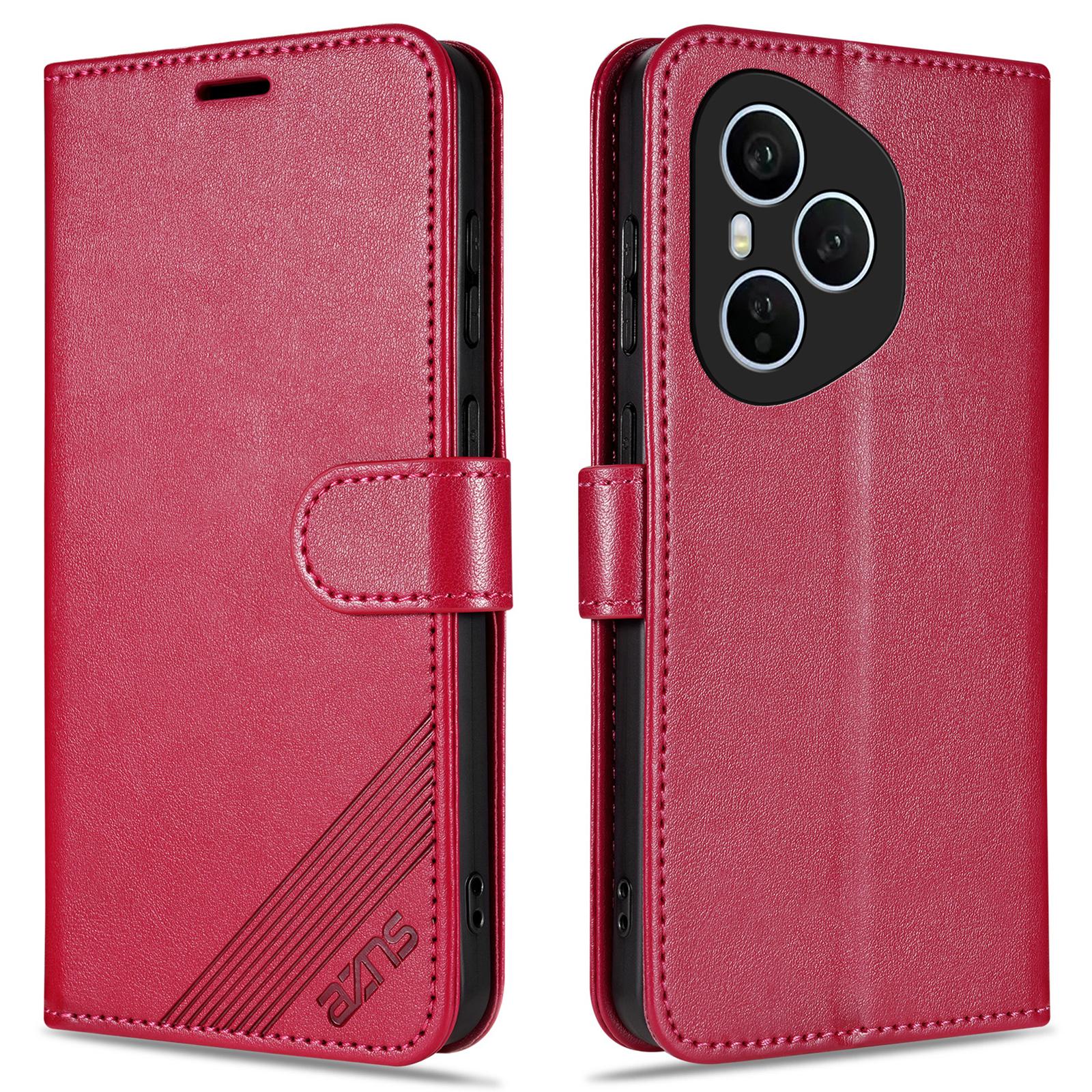 

AZNS For Honor 400 Pro 5G (Global) Case Anti-Scratch PU Leather Stand Wallet Phone Cover Red