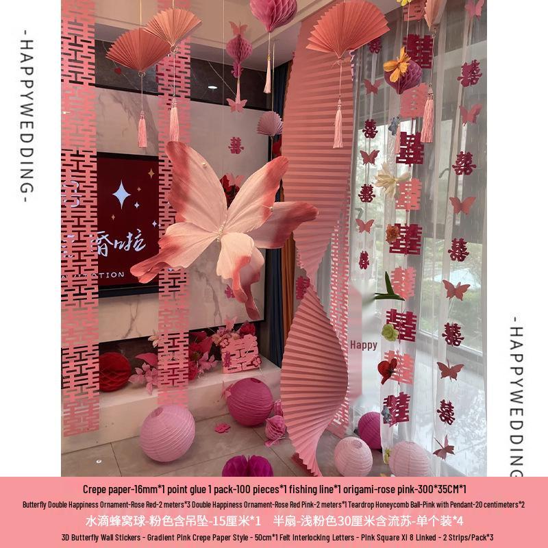 Woman's Bedroom & Living Room Wedding Decoration Set with Tinsel & Morning Robe Background