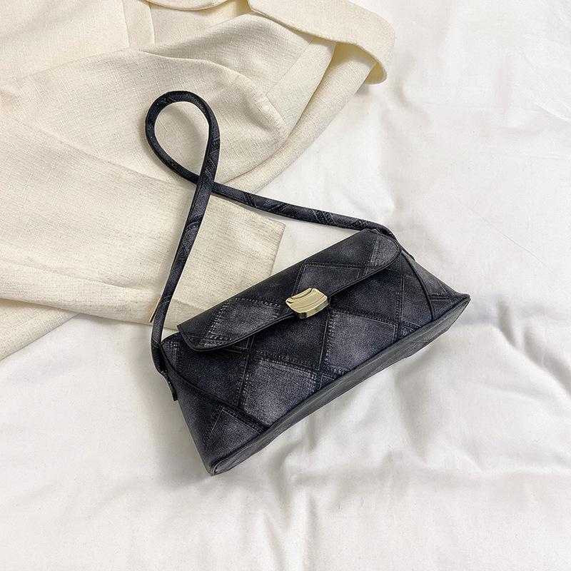 

Сумка подмышкой в стиле ретро из клетчатой ткани, новая женская изысканная сумка с пряжкой-замком, маленькая квадратная сумка, повседневная модная универсальная сумка через плечо