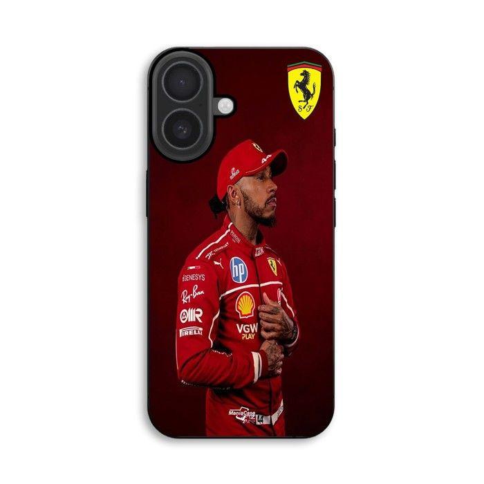 Hülle Für iPhone 18 Lewis Hamilton Offizielles Ferrari-Hintergrundbild Maniacase schwarz