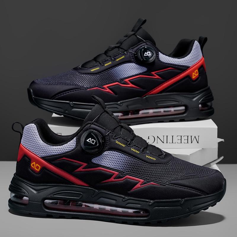 New Men's Shoes Autumn Breathable Button Rotating Convenient Mesh Sports Outdoor Sports Leisure Running and Hiking Shoes