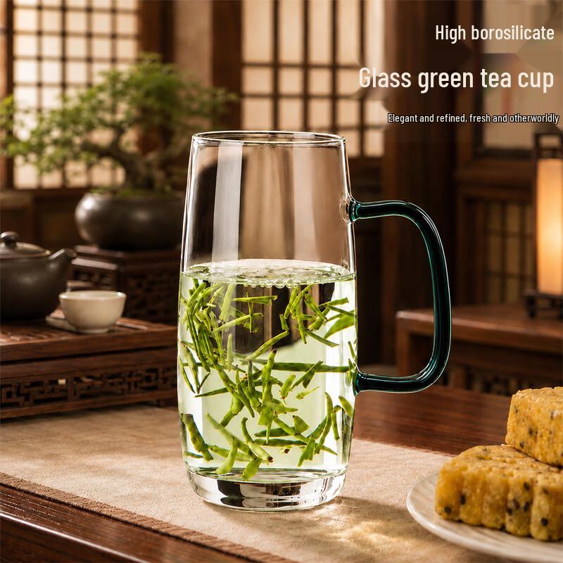 Eight Thousand Lines High Borosilicate Glass Green Tea Mug