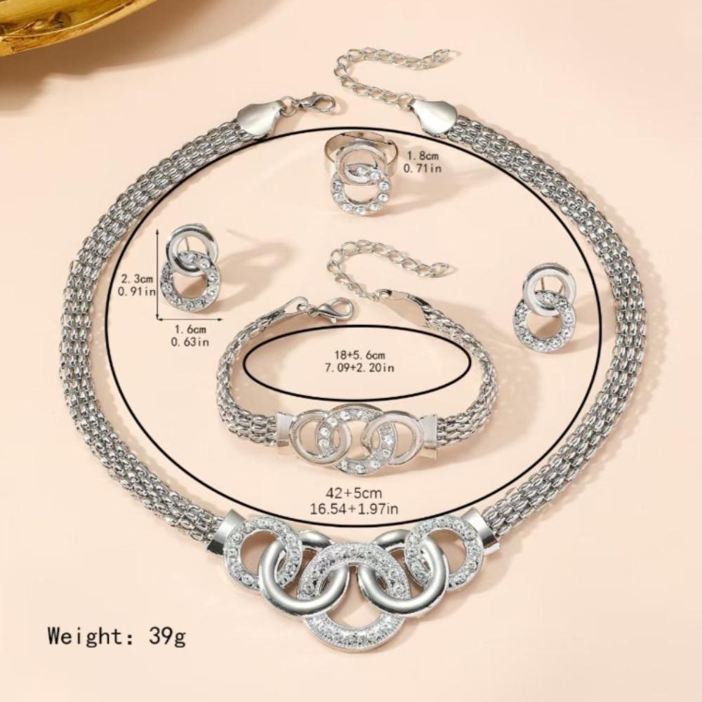 Cross Ring Shape 4-piece Set for Women, Stylish and Exquisite Accessory Gift