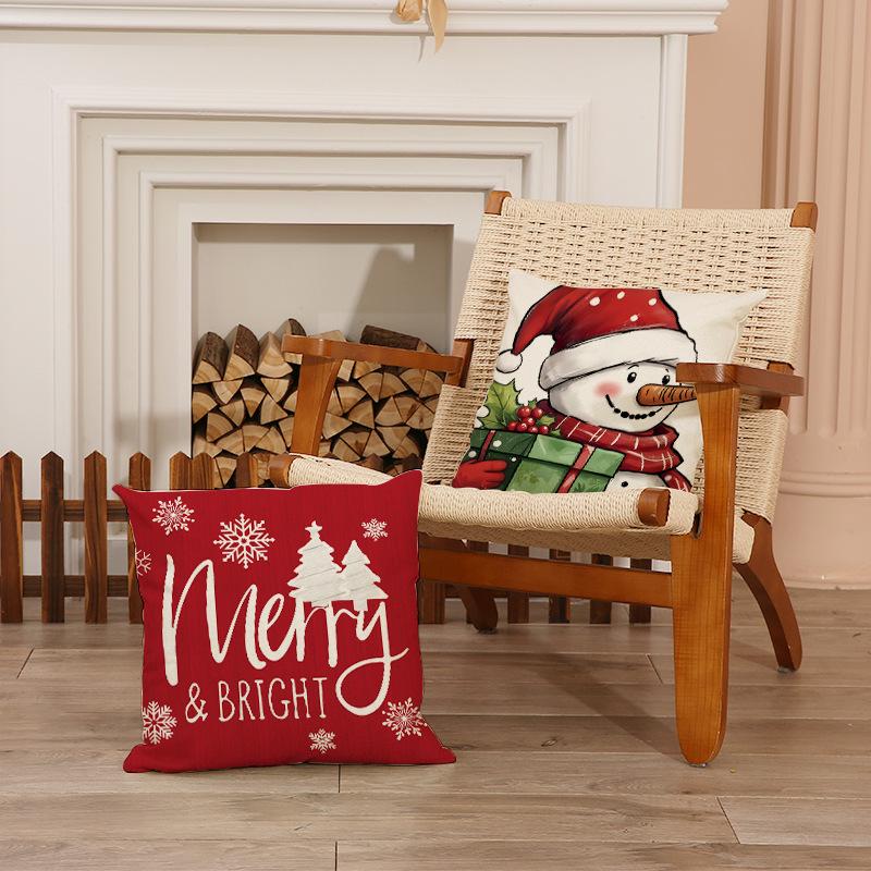 Neuer Weihnachts-Überwurfkissenbezug, Winterthema Dekorativer Kissenbezug, Leinen Bedrucktes Sofakissen