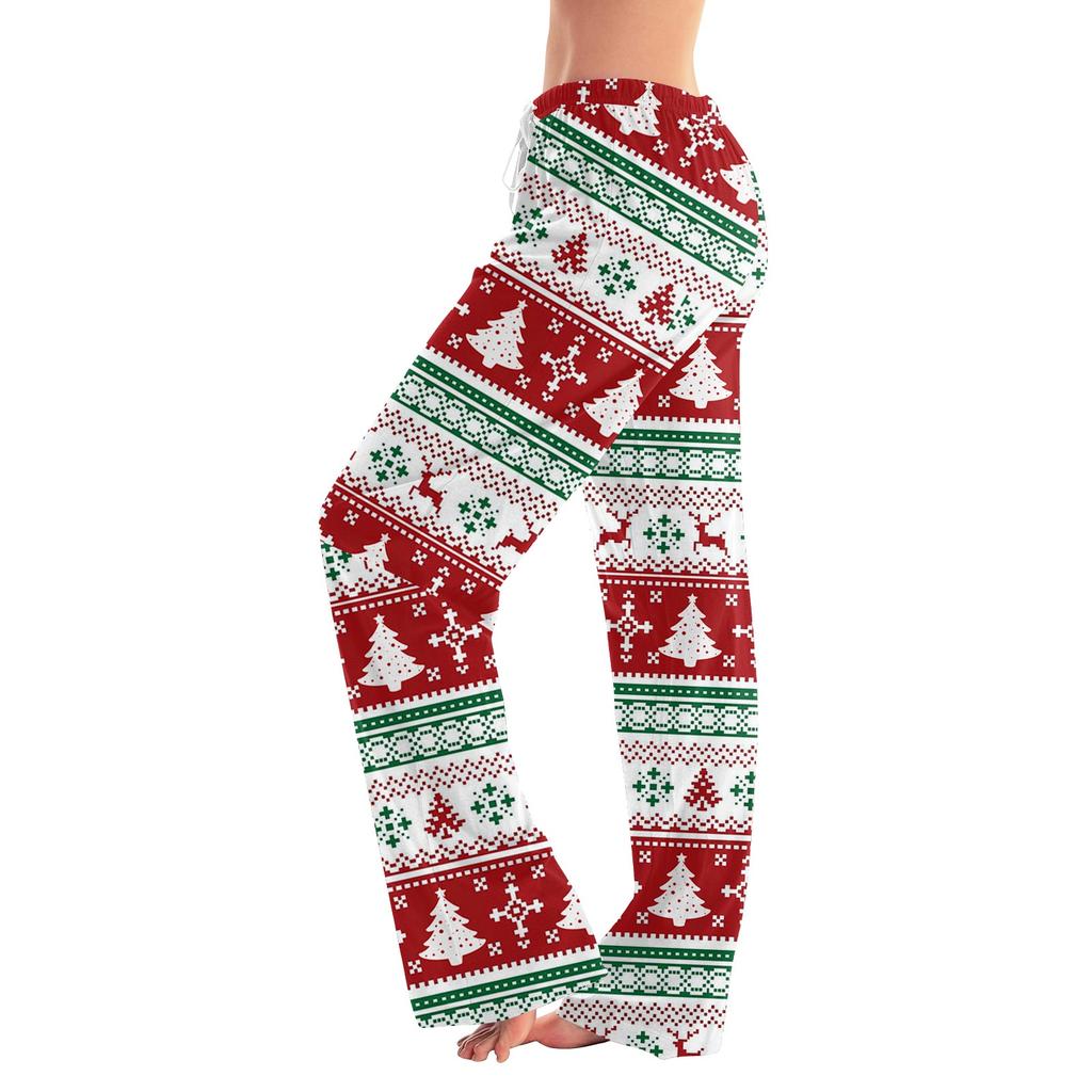 Womens Pajama Pants Sleepwear Casual Drawstring Elastic Waist Pants Comfy Straight Yoga Loose Trousers