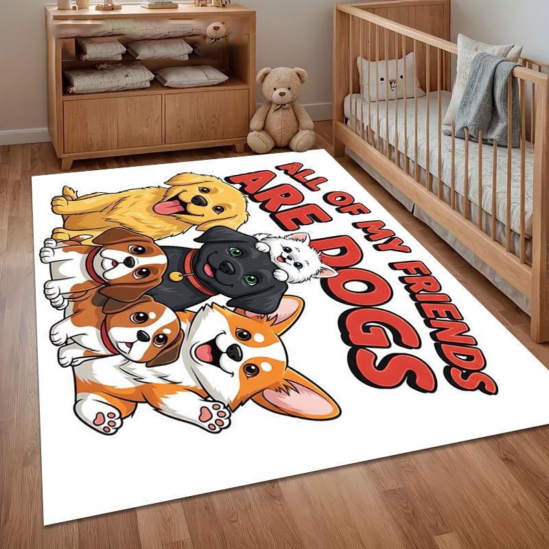 All of My Friends Are Dogs Print Non Slip Area Rug Soft Washable Entryway Floor Mat for Living Room Bedroom Dog Lover Decor