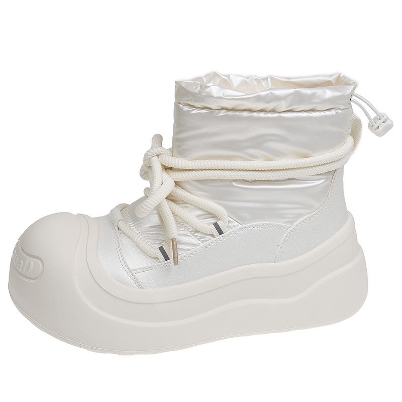 Ugly cute big head platform snow boots women's 2025 new winter velvet thermal cotton shoes fashionable versatile white short boots