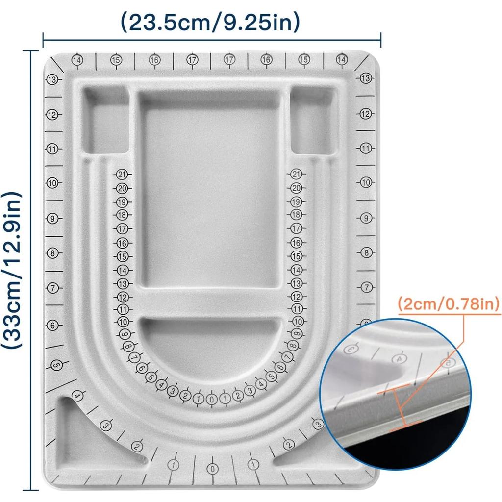 Design Boards for Jewelry Bracelet Necklace Making DIY Grey Bead Board with Clear Cover and 3 U-Shaped Channels