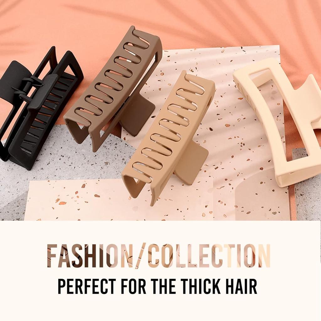 5 Inche Extra Large Claw Clips for Thick Hair and Long Hair, 4 Pack Xl Jumbo Claw Clips, Oversized Matte Non-slip Rectangle Hair