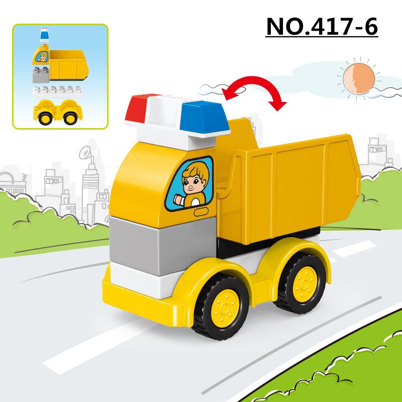 Large Particle Building Blocks Car Creative City Construction Forklift Crane Excavator Vehicle DIY Bricks Toy For Kids Xmas Gift