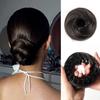Synthetic Hair Clip in Hair Bun Straight Texture Messy Hair Bun Extensions Circle Elastic Clips Mini Bird's Nest Shaped Bun