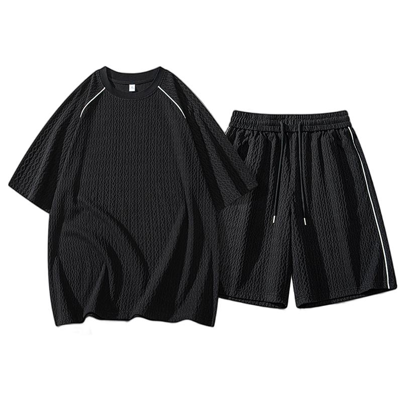 Completi Sportivi e Casual Estivi a Maniche Corte da Uomo, Set Due Pezzi Sottile in Seta di Ghiaccio ad Asciugatura Rapida