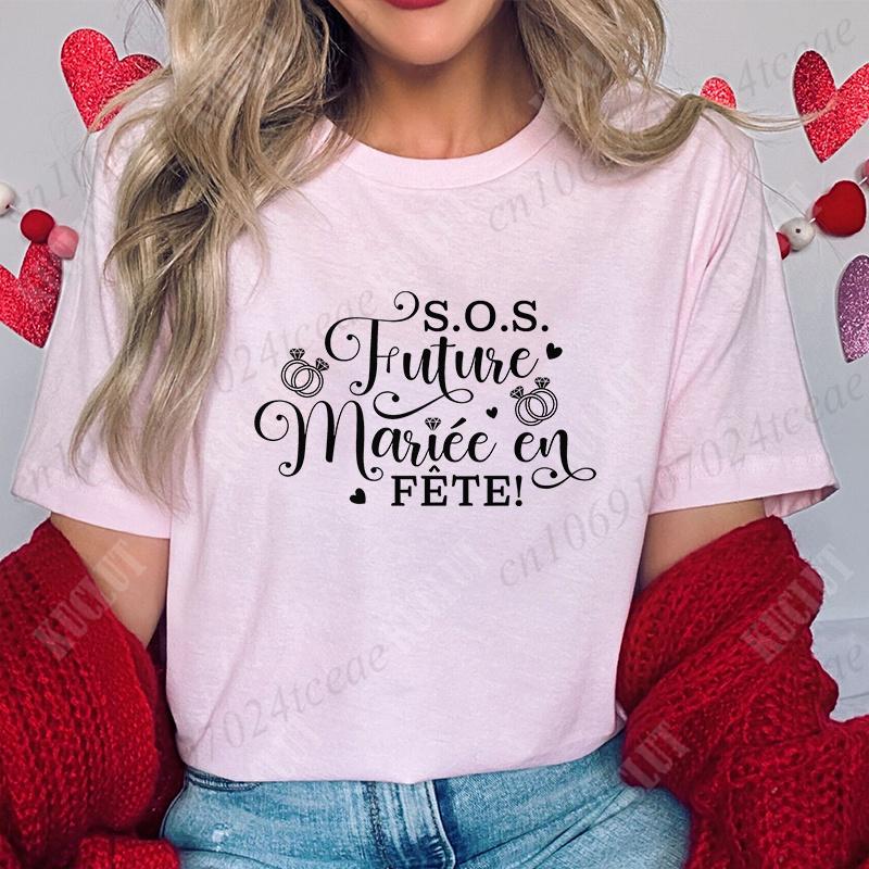 Humor French Bachelorette Party T-Shirt Girls Single Farewell Tees Team Evjf Future Bride Shirt Funny Bridal Shower Wedding Tops