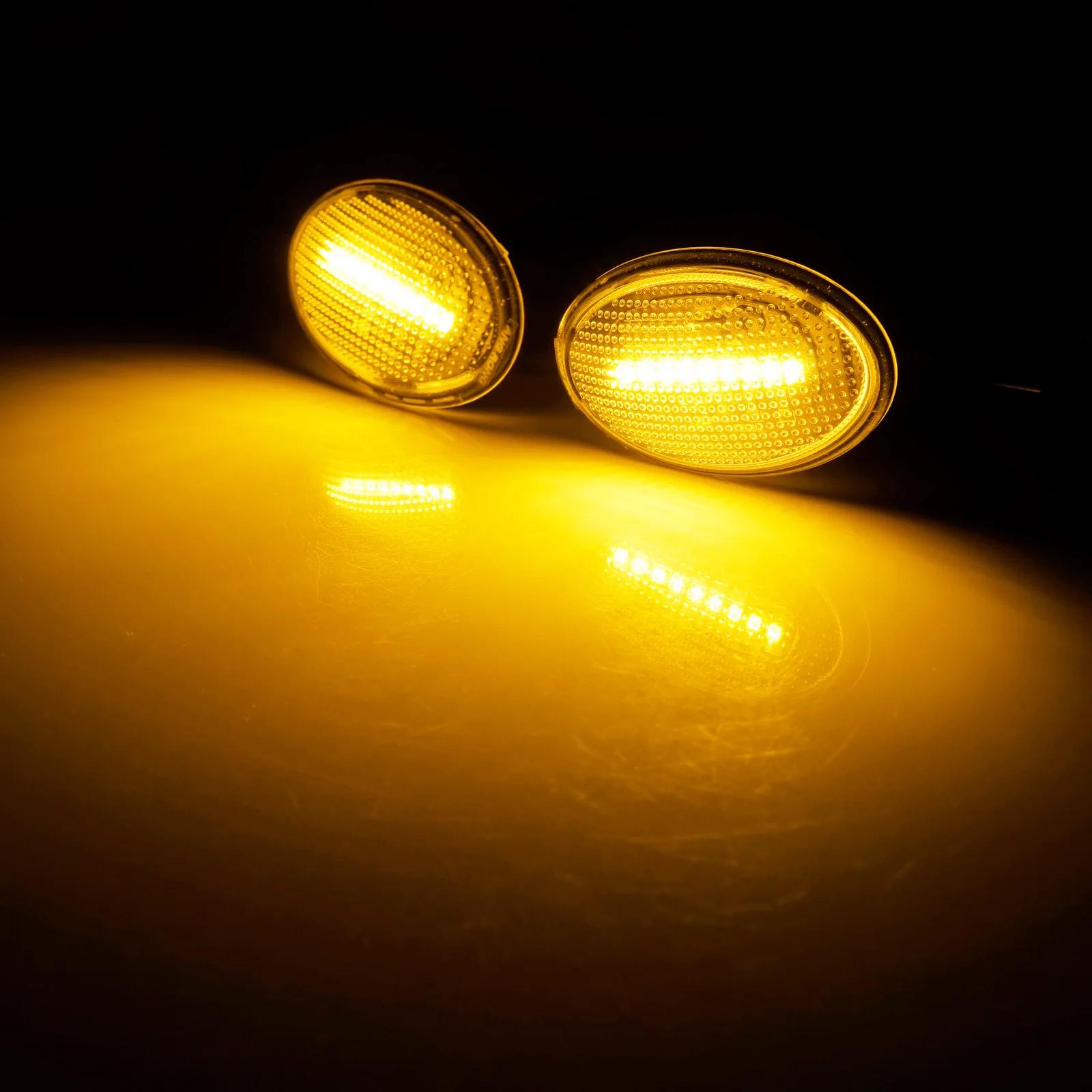 2x Amber LED Side Marker Indicator Turn Signal Repeater Lights For Ford Fiesta MK 3 4 Mondeo MK1 Transit K6 MK7 Street Ka