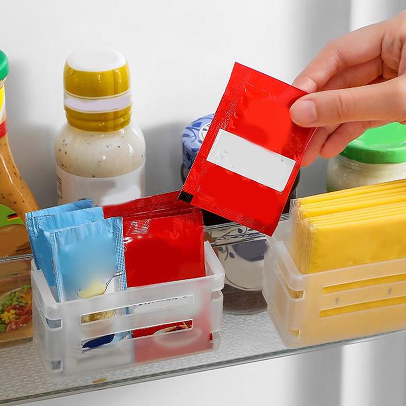 Refrigerator Side Door Telescopic Storage Box Cheese Slices Organize Case Snap Type Seasoning Bag Sorting Box Storage Rack