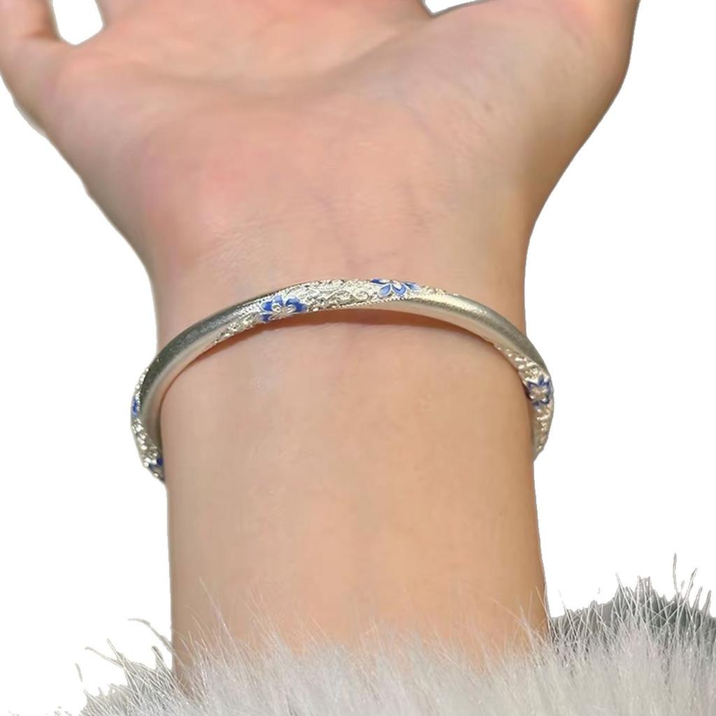2026New Popular Gourd-shaped Bracelet In New Chinese Style with Enamel Color, Featuring Traditional Floral and Swirl Patterns, Plated with Pure