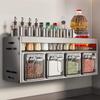 Wall-Mounted Kitchen Spice Rack with 4 Seasoning Jars