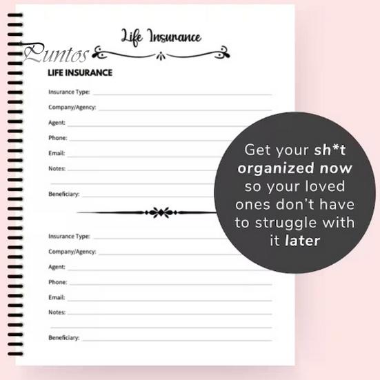 End of Life-Planer-Notizbuch, A4-Größe, 73 Blatt, dickes Papier, kompaktes, leichtes, spiralgebundenes Death-Binder-Kit