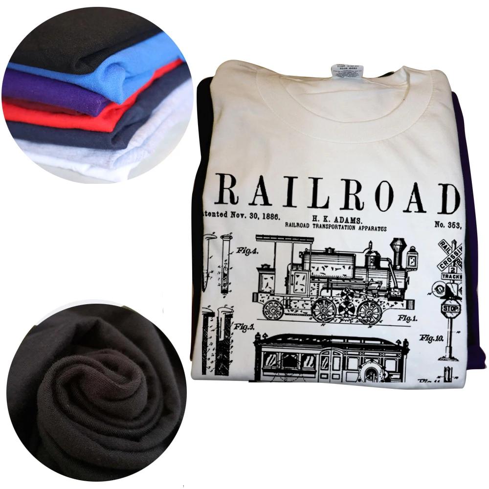 Railroad Railway Steam Train Vintage Patent T Shirts Streetwear Short Sleeve Birthday Gifts Summer Style T-shirt Mens Clothing