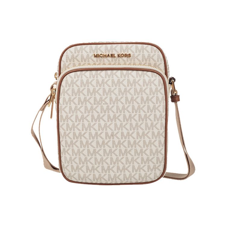 

Michael Kors Jet Set Travel Monogram Vintage Zip Closure PVC Phone Crossbody Bag Women Bags Vanilla 35H9GTVC1B-VANILLA Basic Set (Bag+Dust Bag)