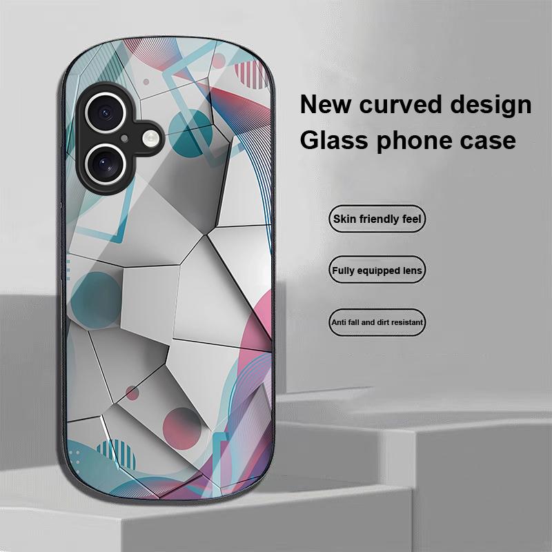 Geometryczny Wzór Dla Apple IPhone 16 11 13 15 14 Pro Max 12 Mini 7 8 Plus XR X XS Etui na Telefon z Hartowanego Szkła o Eliptycznym Kształcie