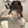 1pcs 5Colors Bow Hair Ring Flocking Tie Ponytail Hair Circle colourful hair band  Girl Accessories