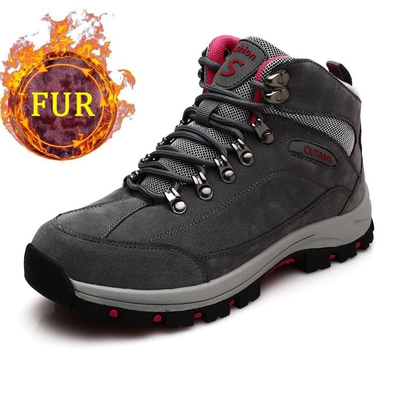Párové boty Venkovní Vodotěsné Turistické Turistické Boty Nadměrná Velikost Plyšové Teplé Pohodlné Ležérní Tenisky Dámské Chůze Kempingové Boty