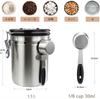 Coffee Canister Coffee Bean Storage Airtight Container with Replacement Valve and 500g Suitable for with Date Large Silver 1500ml, Container, Spoon,