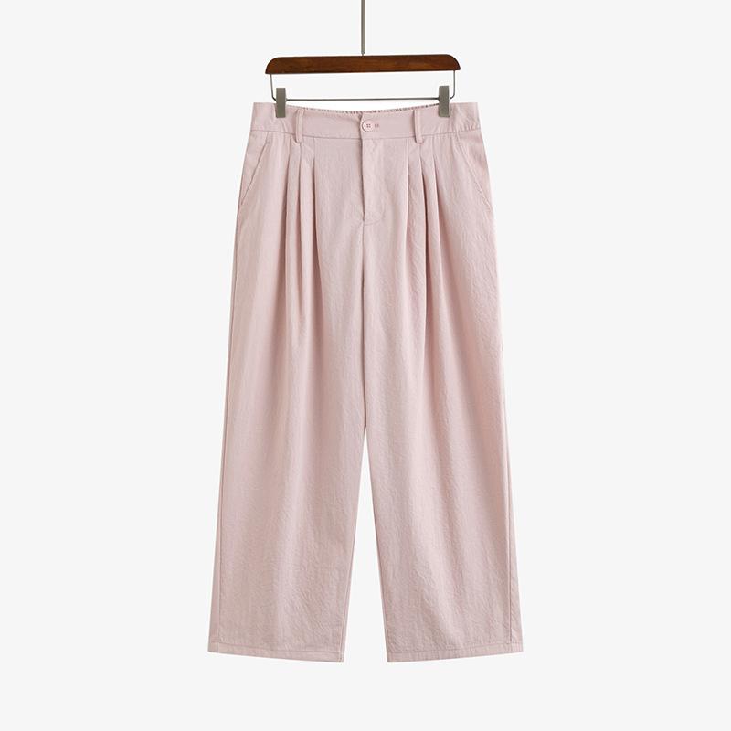 Women's Elastic Wide-leg Pants Summer High-waisted Slimming Straight-leg Pants with A Good Drape and Casual Pants