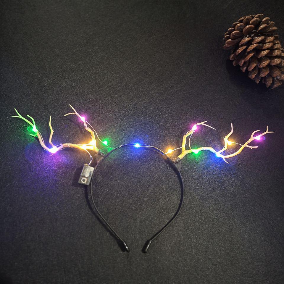 Glowing Reindeer Berry Antler Headband for Christmas & Halloween Parties