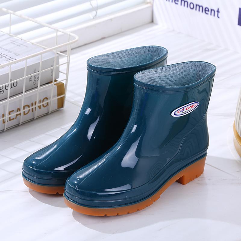 Fashion cotton water shoes adult rain shoes women's thickened rain boots rainy days fleece thermal rubber shoes overshoes non-slip