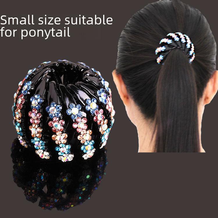 "Elegant Rhinestone Hair Clip & Ponytail Holder - Bird's Nest Design"