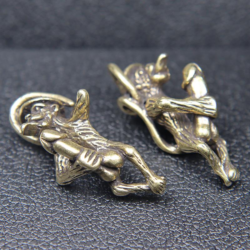 Retro Brass Naughty Monkey Tongue Out Knife Beads Playing Genitalia Penis Funny Keychain Pendant Bracelet DIY Accessory Lanyard Pendants
