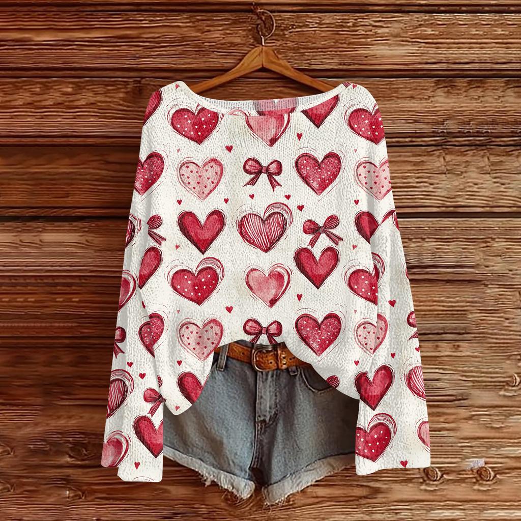 Womens  Fall Sweaters Long Sleeve Print Tops Pullover Sweaters Loose Dressy Casual Basic Clothes