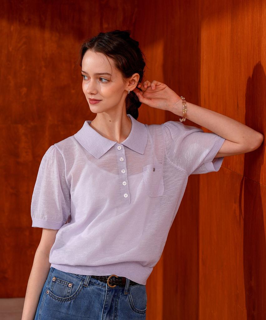 PIGMENT Summer Puff Collar Pocket Knit (Tdsw260423)