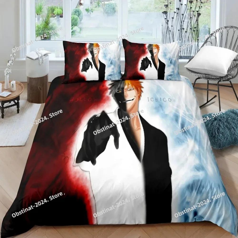 3D Bleach Kurosaki Ichigo Bedding Set Printed With Pillowcase Bed Duvet Cover Soft Single Double Queen Super King Size Bed Linen